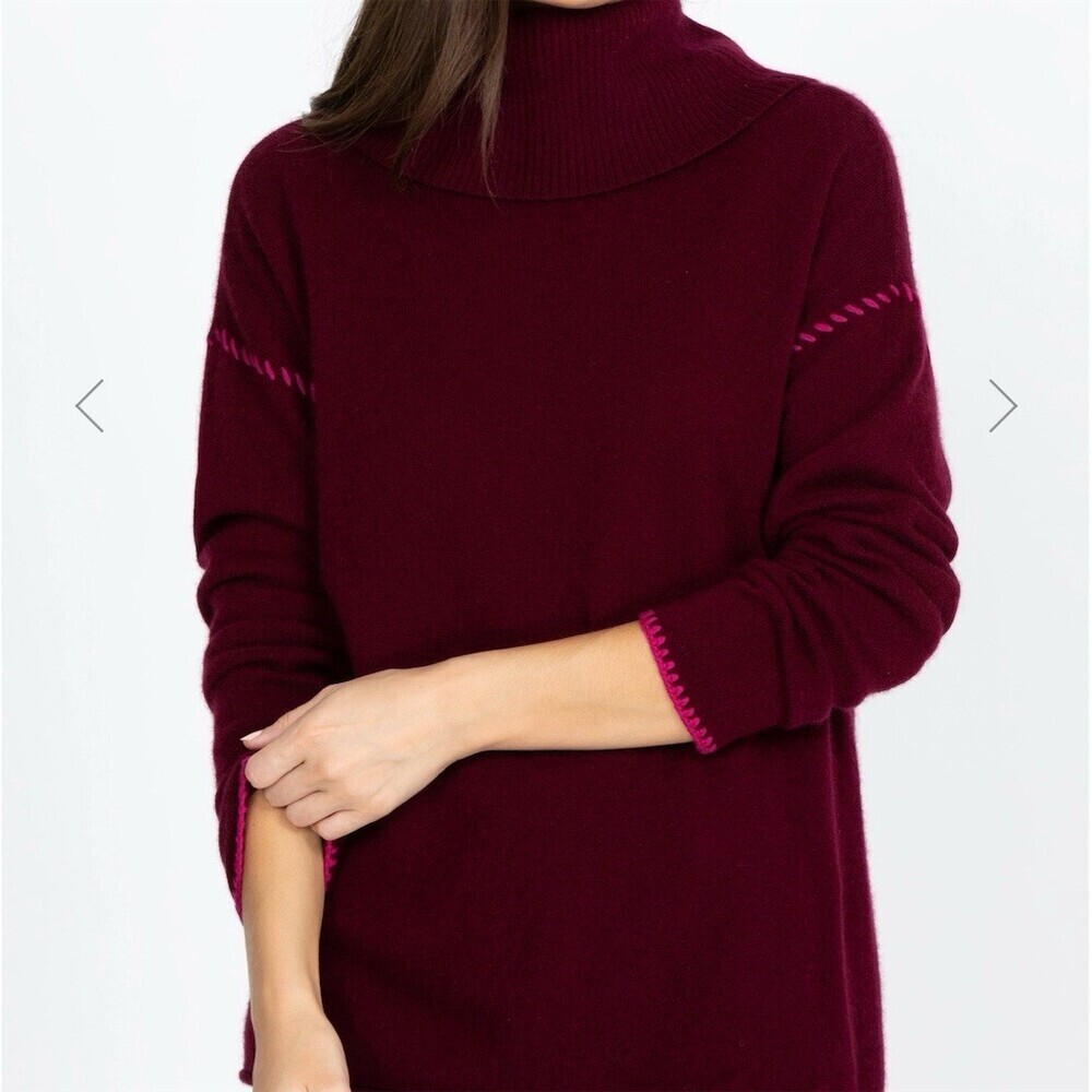 Johnny Was Sweater Cashmere Blend Womens L Cowl Neck Pullover Long Sleeve Pink